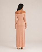 Héliane - Off-Shoulder Galajurk Met Lange Mouwen En Split