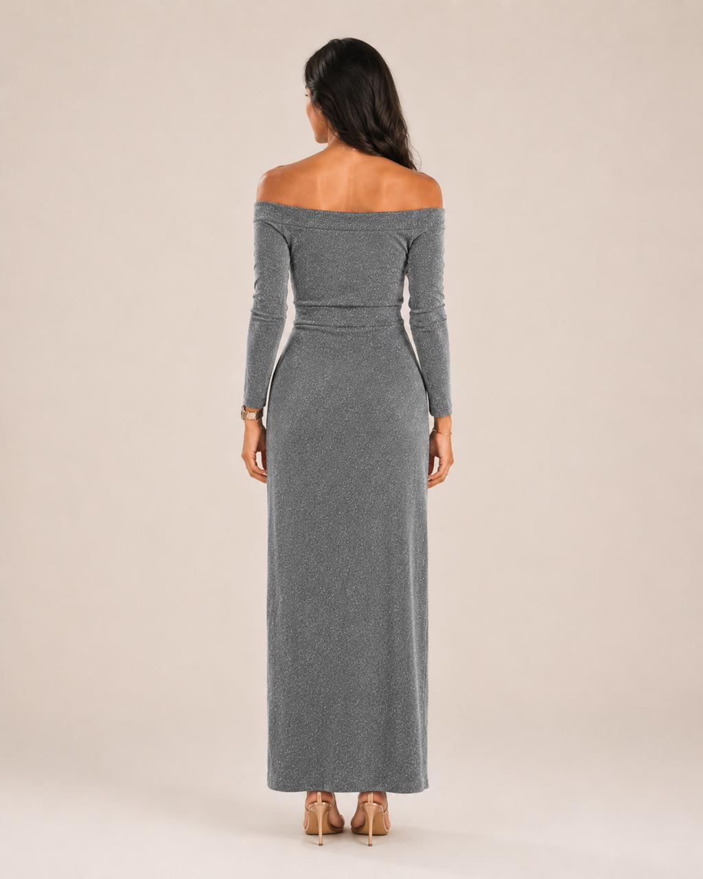 Héliane - Off-Shoulder Galajurk Met Lange Mouwen En Split