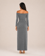 Héliane - Off-Shoulder Galajurk Met Lange Mouwen En Split