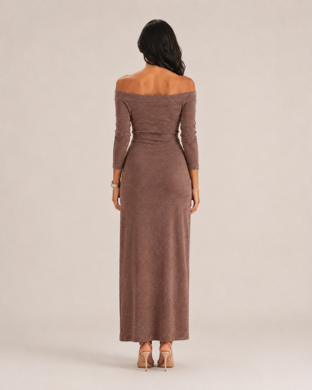 Héliane - Off-Shoulder Galajurk Met Lange Mouwen En Split