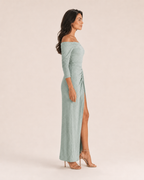 Héliane - Off-Shoulder Galajurk Met Lange Mouwen En Split
