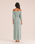 Héliane - Off-Shoulder Galajurk Met Lange Mouwen En Split
