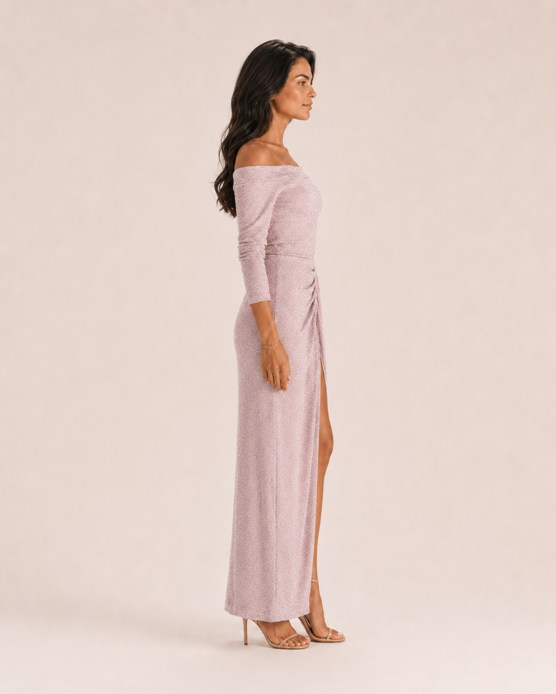 Héliane - Off-Shoulder Galajurk Met Lange Mouwen En Split