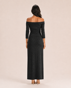 Héliane - Off-Shoulder Galajurk Met Lange Mouwen En Split