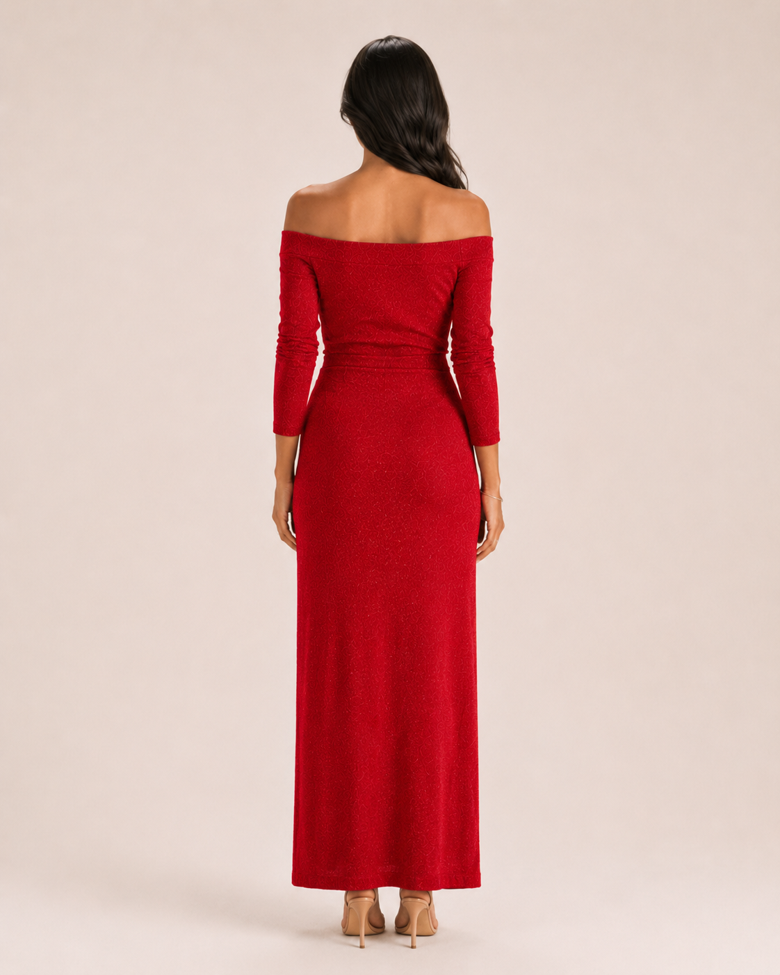 Héliane - Off-Shoulder Galajurk Met Lange Mouwen En Split