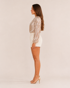 Helena - Dames Blouse Met Pailletten En Ballonmouwen