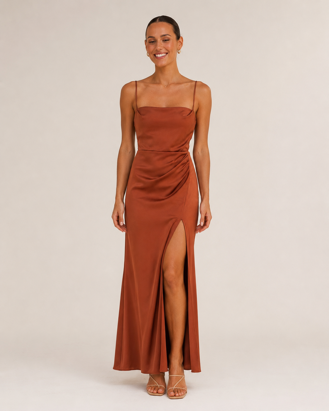 Heloise - Dames Slip Dress Met Zijsplit En Spaghettibandjes