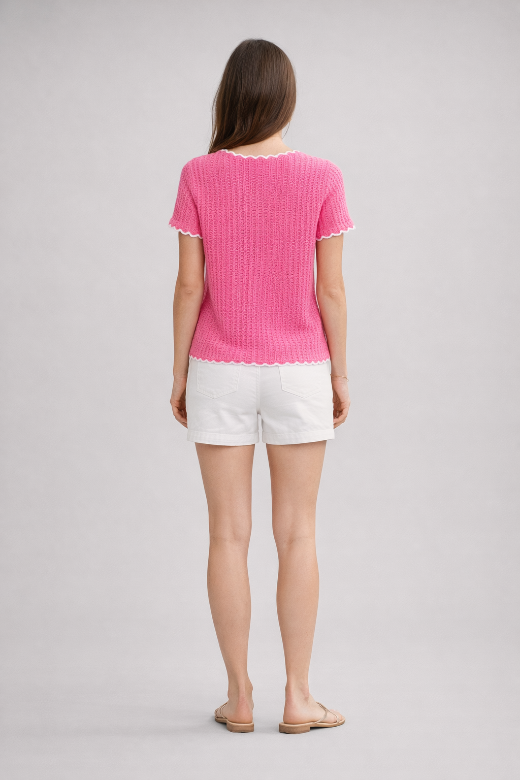 Lenny Pink Scallop Trim Sweater Tee
