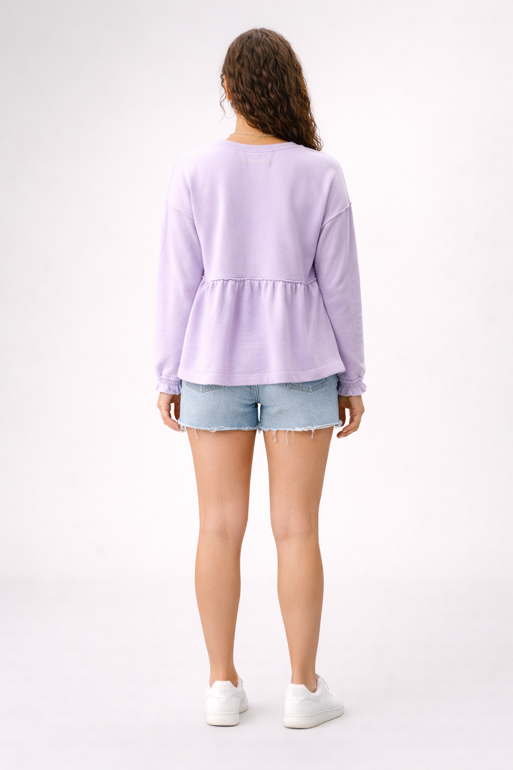 Diede – Lavendelkleurige Dames Top Met Lange Mouwen