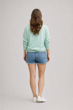 Evelijn – Mintgroene Dames Sweater Met Opdruk