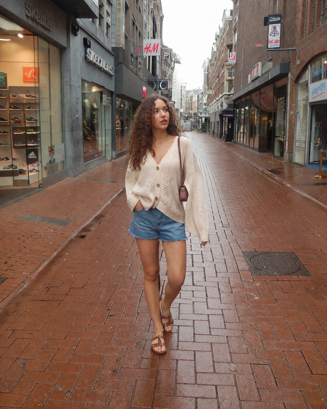 Dominique – Beige Dames Vest Met Gehaakt Patroon