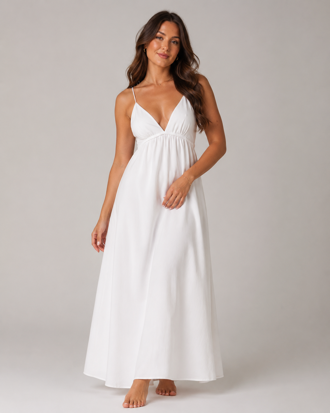 Isolde - Mouwloze Maxi-jurk Met V-hals En Open Rug