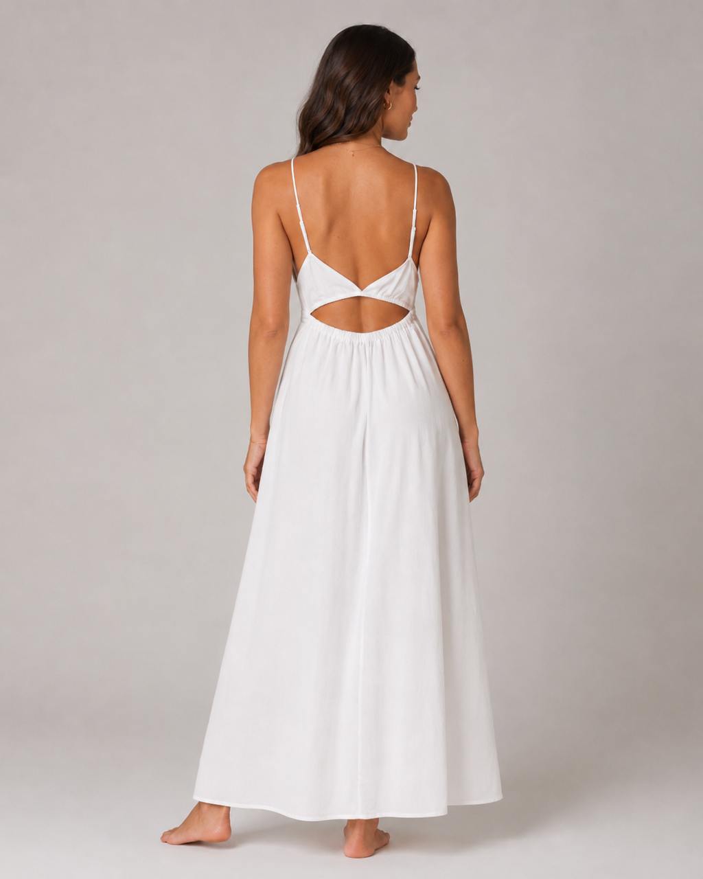 Isolde - Mouwloze Maxi-jurk Met V-hals En Open Rug