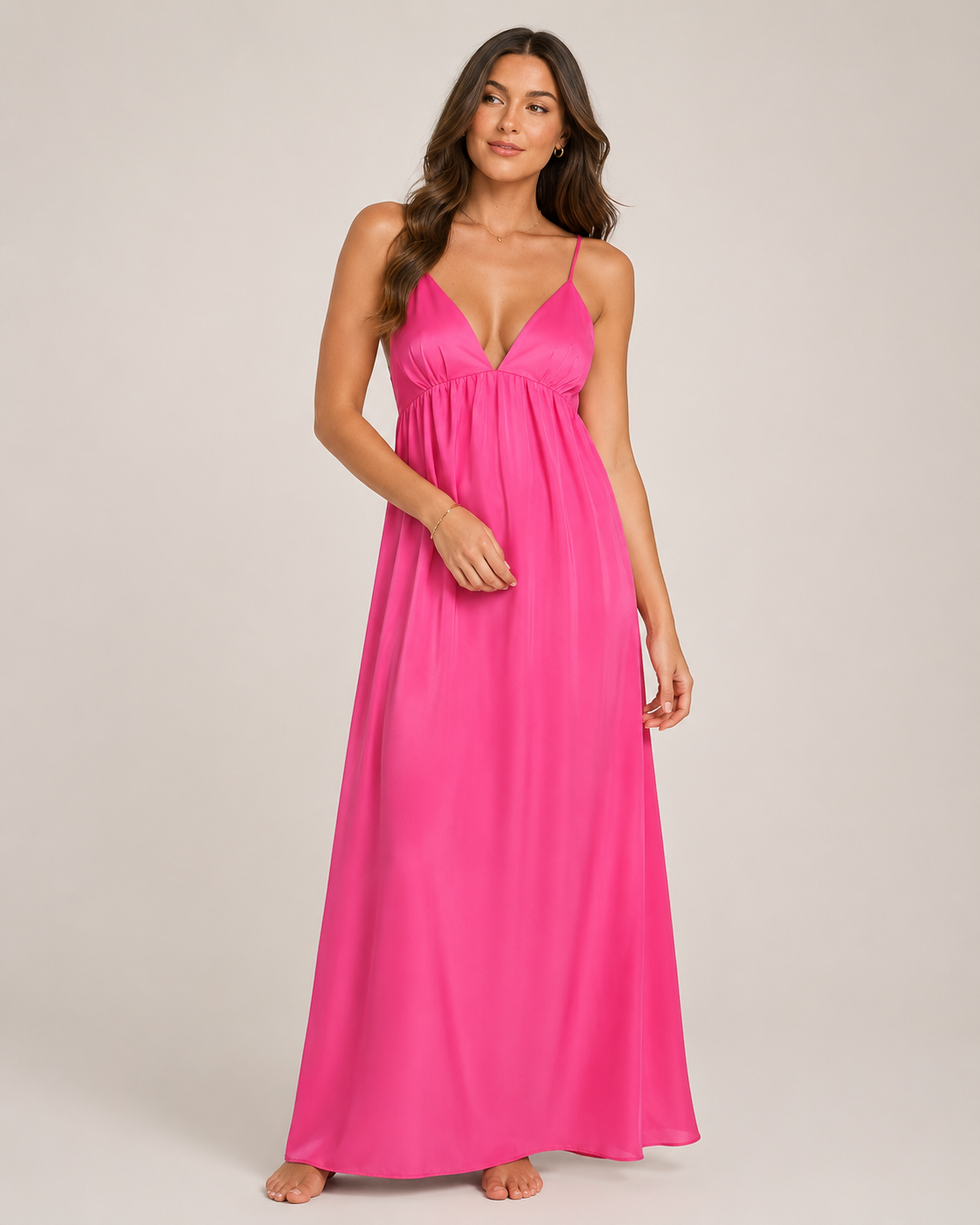 Isolde - Mouwloze Maxi-jurk Met V-hals En Open Rug