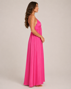 Isolde - Mouwloze Maxi-jurk Met V-hals En Open Rug