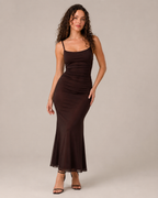 Kyana - Stretch Maxi-jurk met Fijne Schouderbandjes