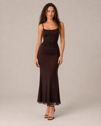 Kyana - Stretch Maxi-jurk met Fijne Schouderbandjes