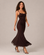 Kyana - Stretch Maxi-jurk met Fijne Schouderbandjes
