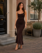 Kyana - Stretch Maxi-jurk met Fijne Schouderbandjes