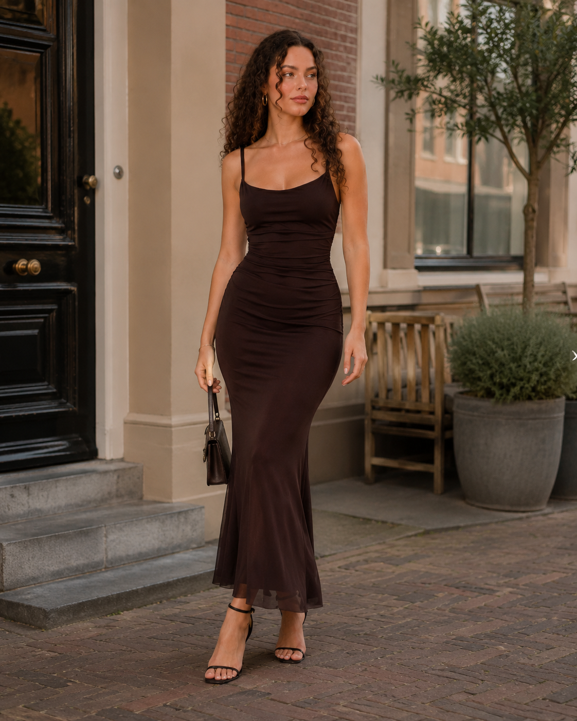 Kyana - Stretch Maxi-jurk met Fijne Schouderbandjes