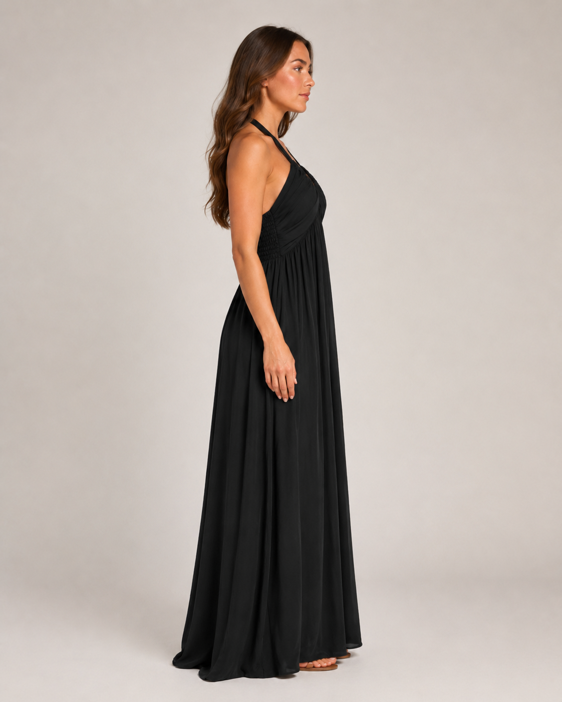 Baukje - Mouwloze Maxi-jurk Met Open Rug En A-lijn Rok