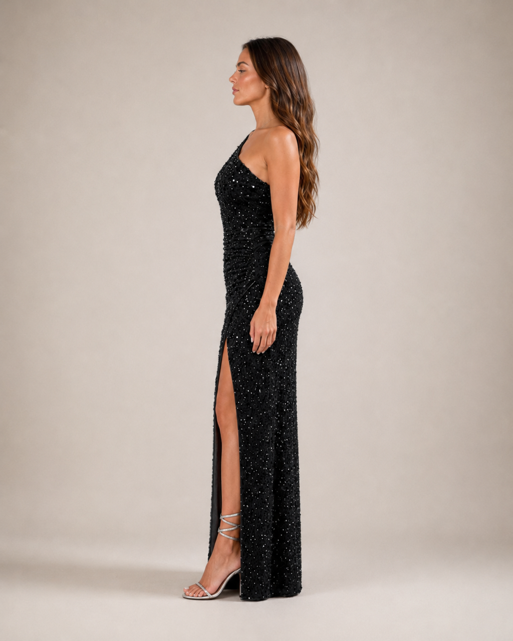 Kiki - Blauwe Strapless Galajurk Met Pailletten