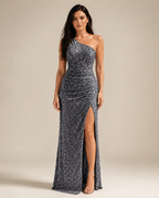 Kiki - Blauwe Strapless Galajurk Met Pailletten