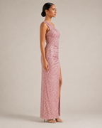 Kiki - Blauwe Strapless Galajurk Met Pailletten