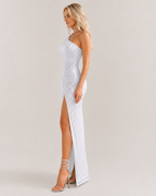 Kiki - Blauwe Strapless Galajurk Met Pailletten