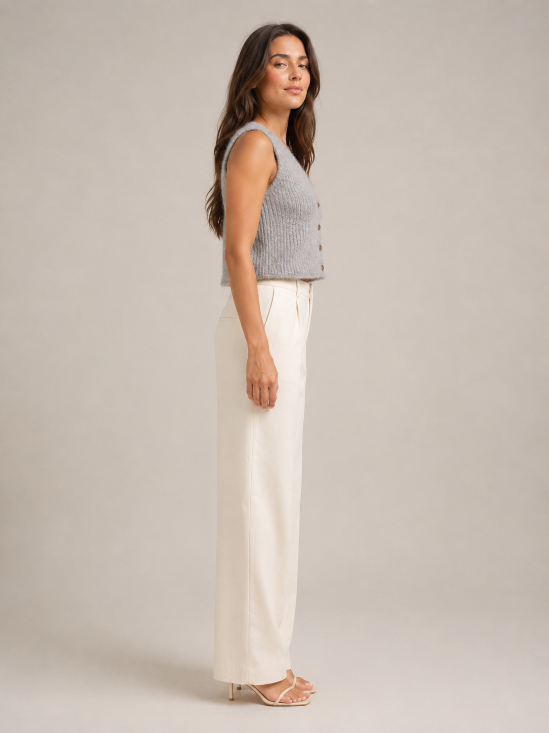 Perla - Dames Gebreid Gilet Met V-hals En Knopen
