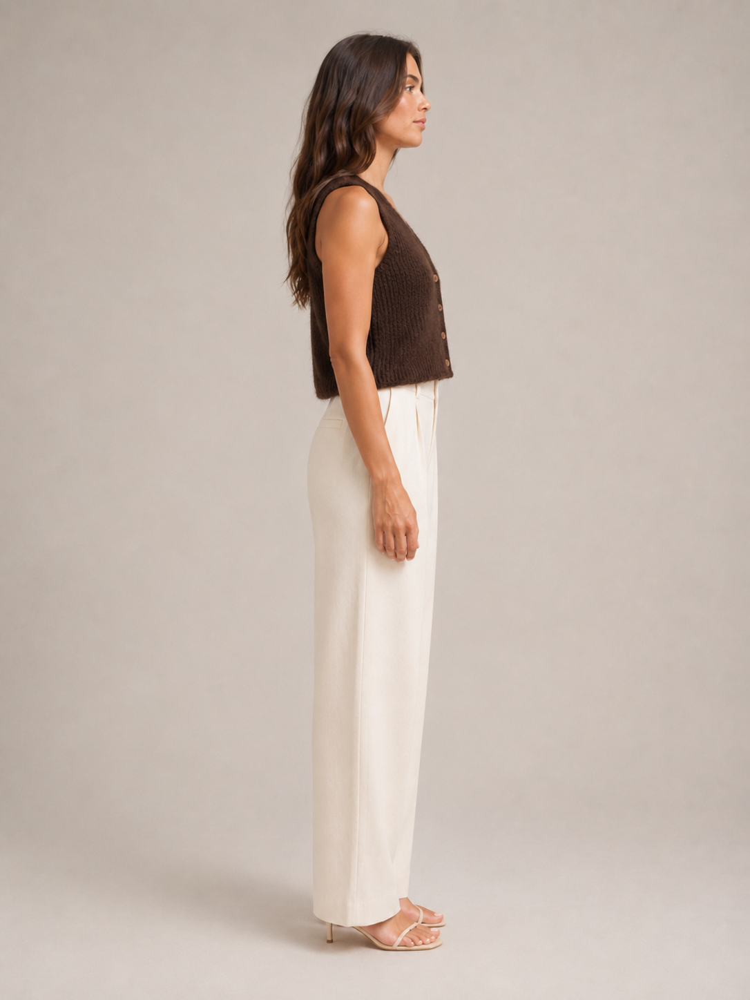 Perla - Dames Gebreid Gilet Met V-hals En Knopen