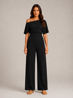 Giorenna - Dames One-shoulder Jumpsuit Met Wijde Pijpen
