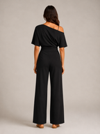Giorenna - Dames One-shoulder Jumpsuit Met Wijde Pijpen