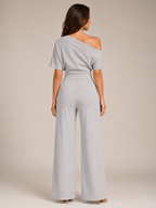 Giorenna - Dames One-shoulder Jumpsuit Met Wijde Pijpen