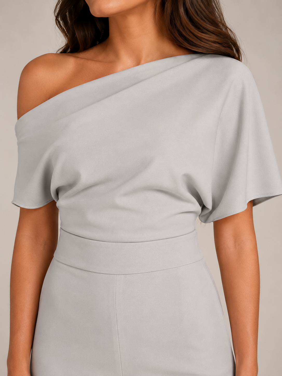 Giorenna - Dames One-shoulder Jumpsuit Met Wijde Pijpen