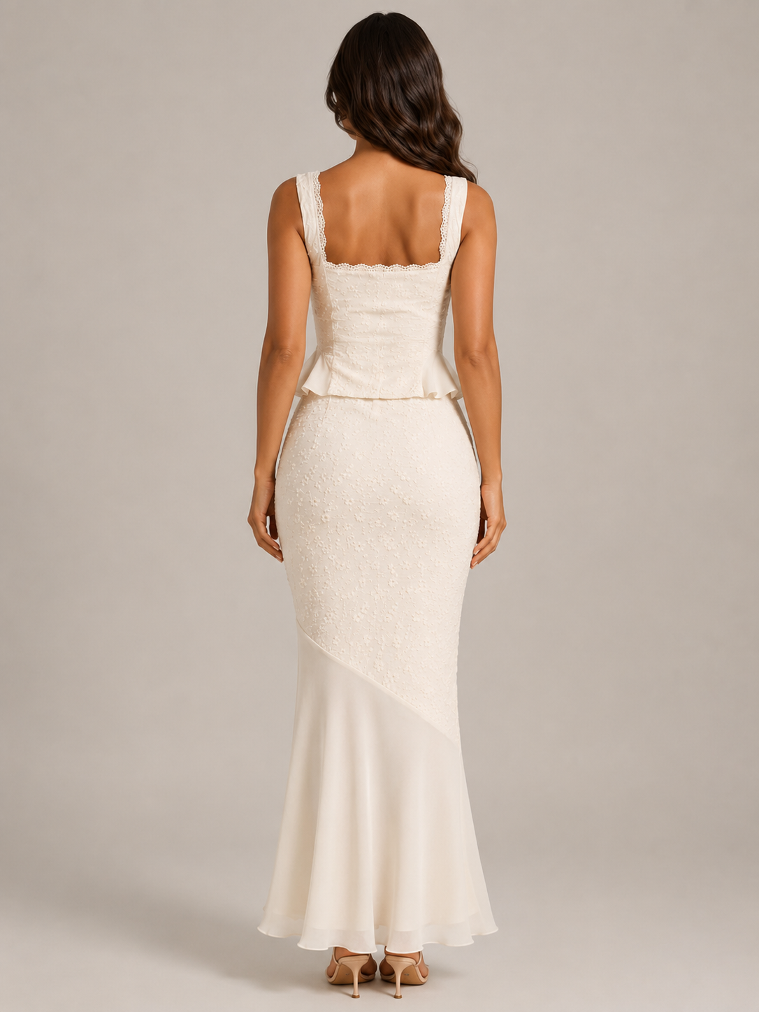 Selene - Dames Tweedelige Set Met Kanten Top En Maxi-rok