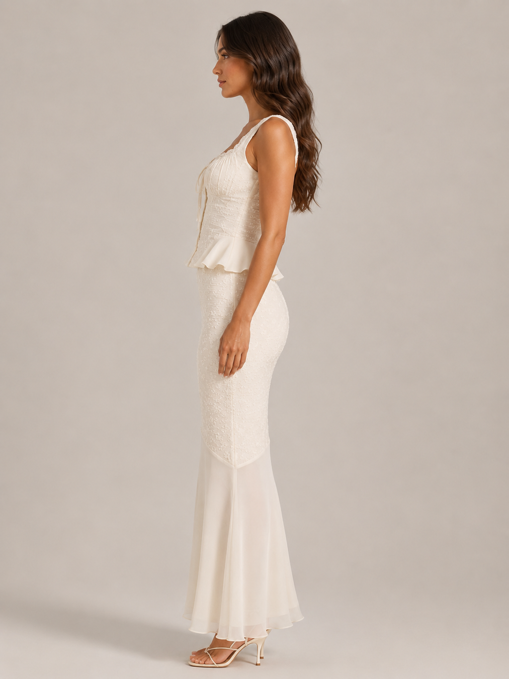 Selene - Dames Tweedelige Set Met Kanten Top En Maxi-rok