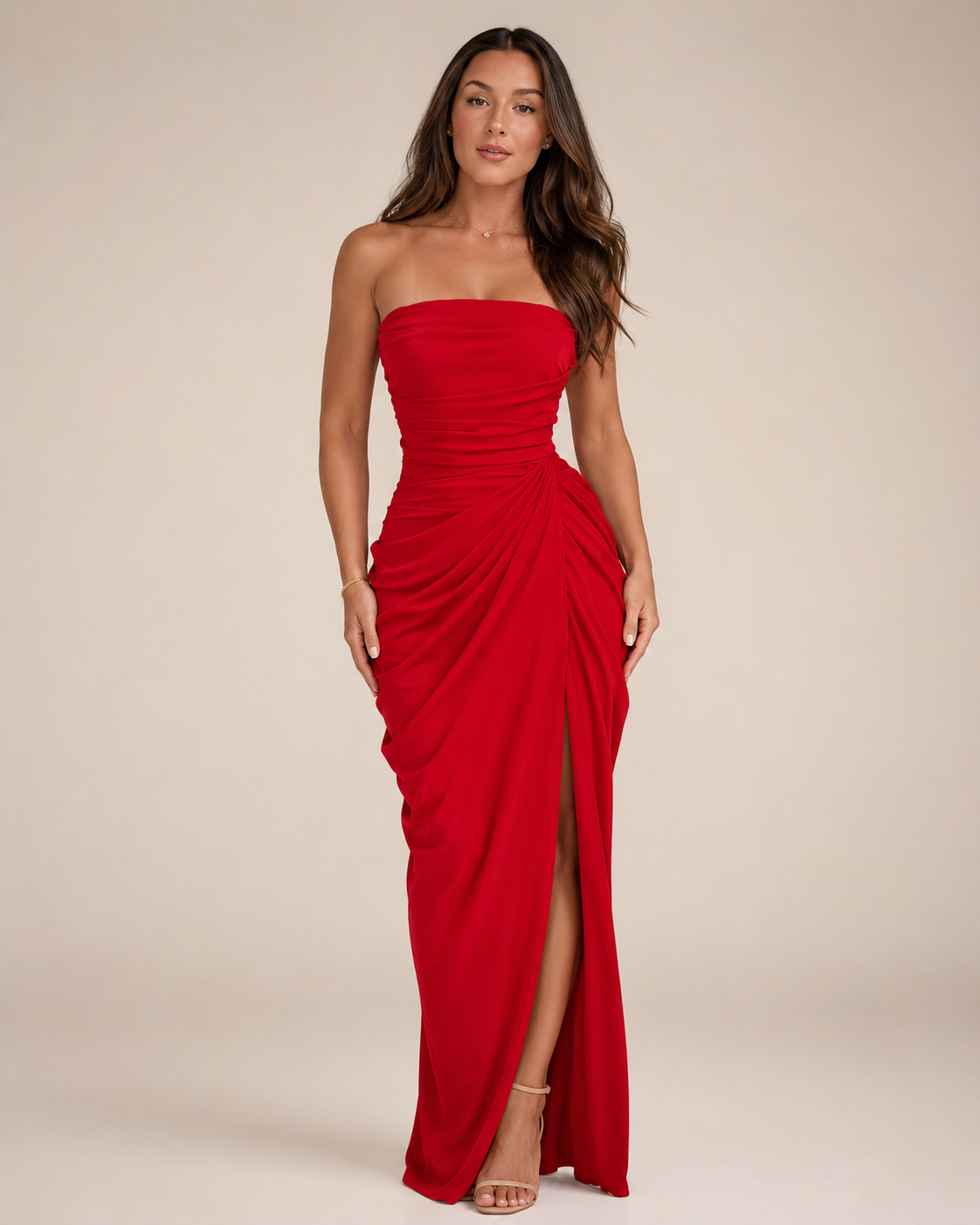 Sienna - Strapless Maxi-jurk Met Drapering En Split