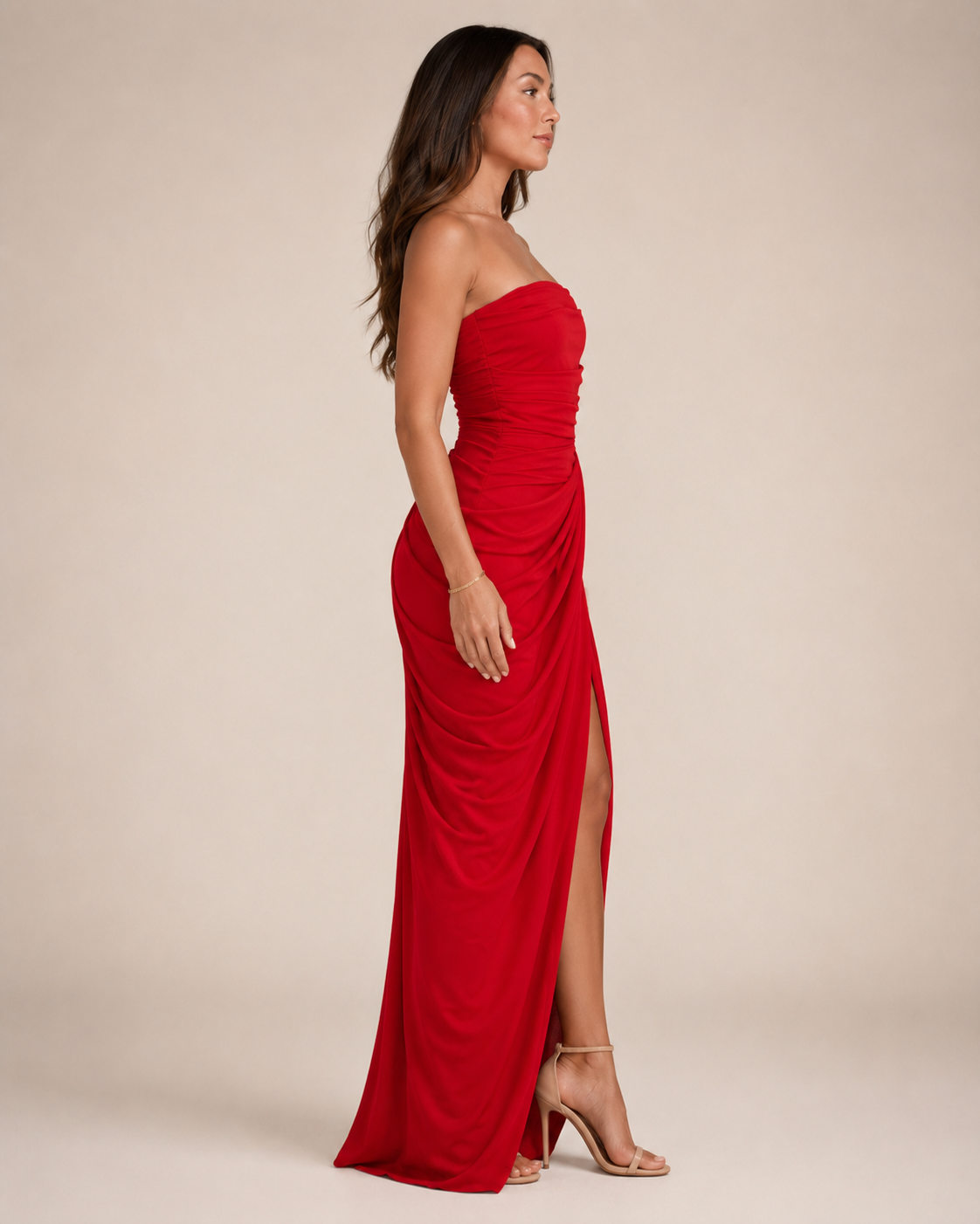 Sienna - Strapless Maxi-jurk Met Drapering En Split
