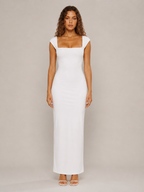 Solviane - Mouwloze Slim Fit Maxi-jurk Met Vierkante Hals