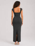 Solviane - Mouwloze Slim Fit Maxi-jurk Met Vierkante Hals