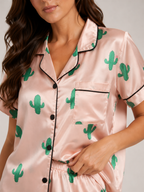 Solina - Dames Pyjamaset Met Satijnlook En Print