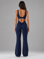 Savelina - Dames Jumpsuit Met Open Rug En Lange Pijp