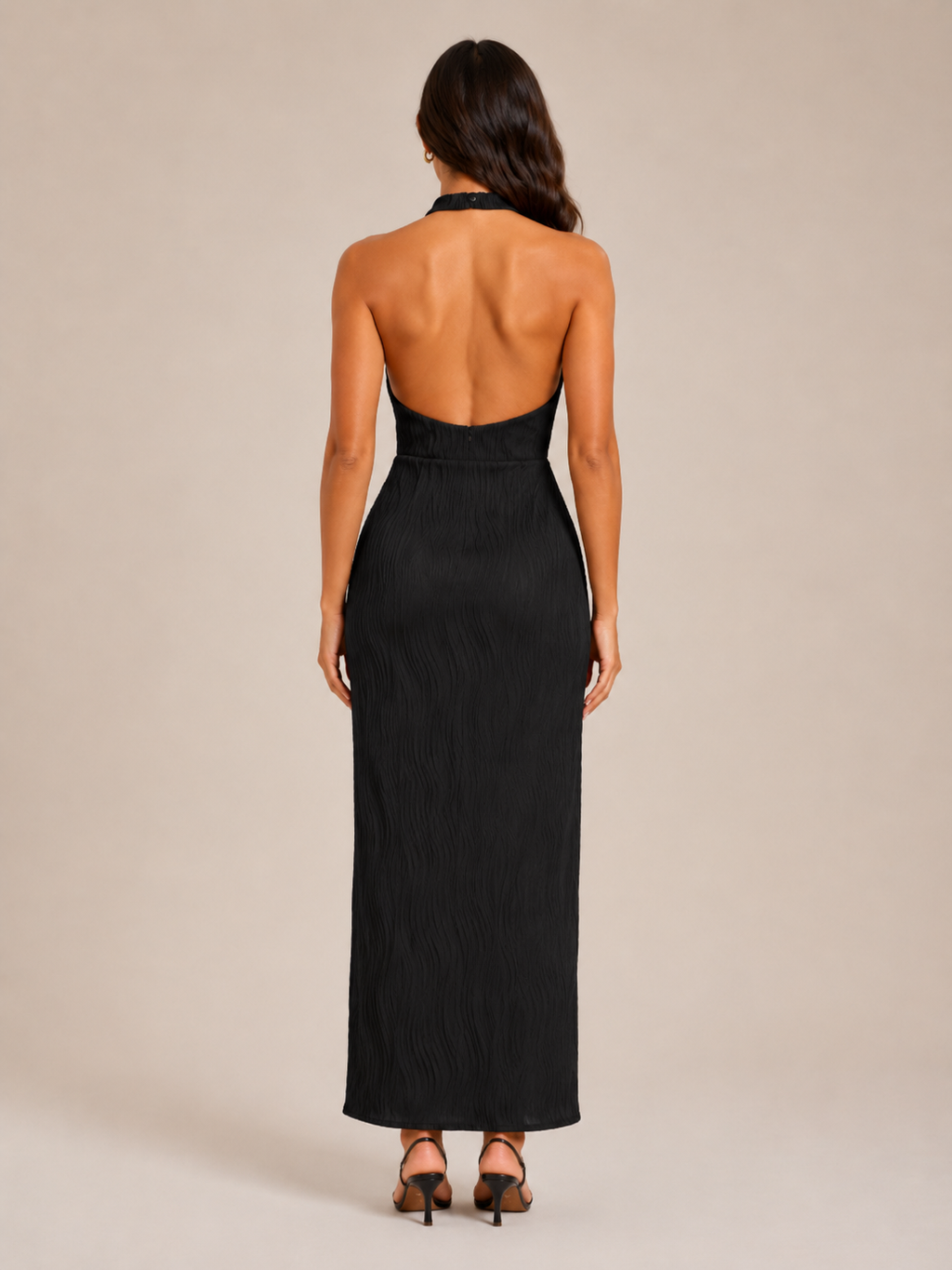 Sevanna - Halter Maxi-jurk Met Open Rug En Split
