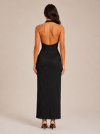 Sevanna - Halter Maxi-jurk Met Open Rug En Split