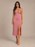Seraphine - Maxi-jurk Met Diepe V-hals En Hoge Split