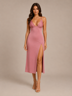 Seraphine - Maxi-jurk Met Diepe V-hals En Hoge Split