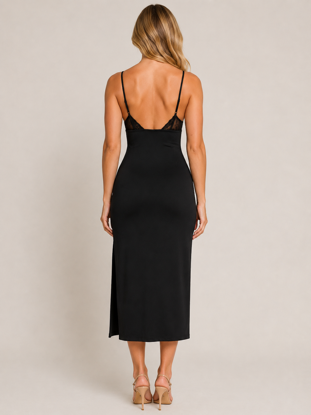 Seraphine - Maxi-jurk Met Diepe V-hals En Hoge Split