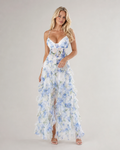 Lucienne - Witte Bloemen Maxi-jurk