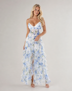 Lucienne - Witte Bloemen Maxi-jurk